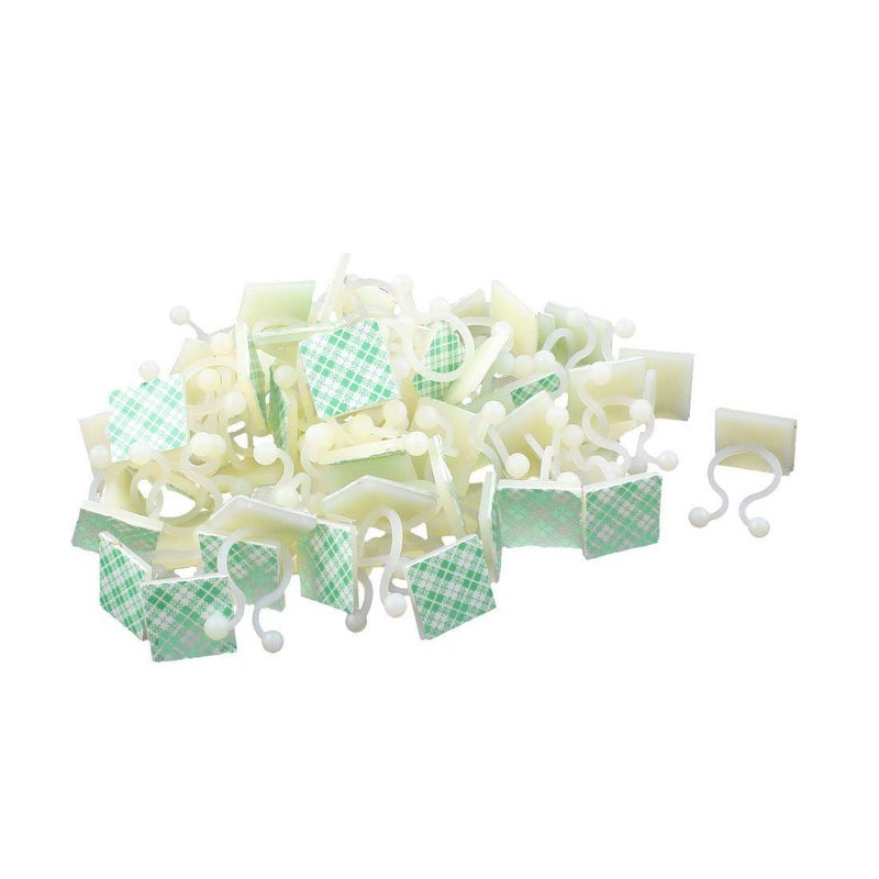 BLS 50 Pcs White Nylon Self-Adhesive Twist Locks Holder Cable Tie Clips - Image 2